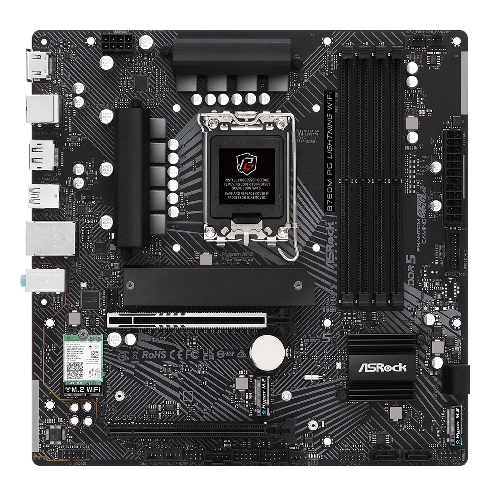 Mainboard ASRock B760M PG Lightning WiFi | Intel B760, Socket 1700, Micro ATX, 4 khe DDR5