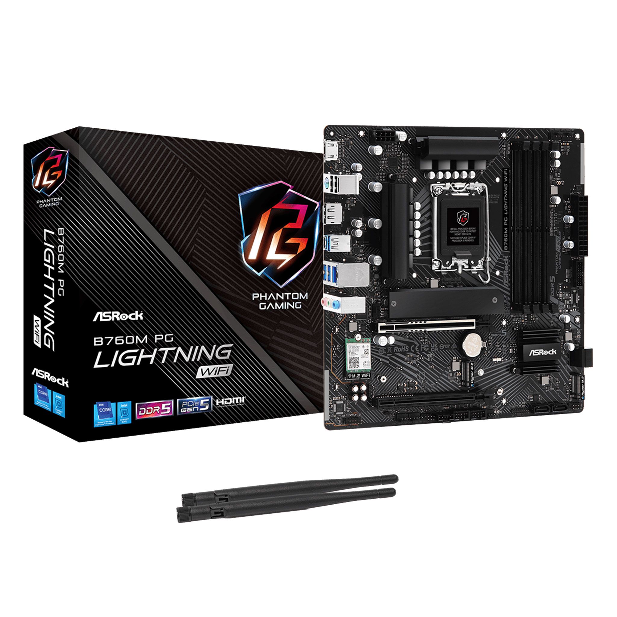 Mainboard ASRock B760M PG Lightning WiFi | Intel B760, Socket 1700, Micro ATX, 4 khe DDR5