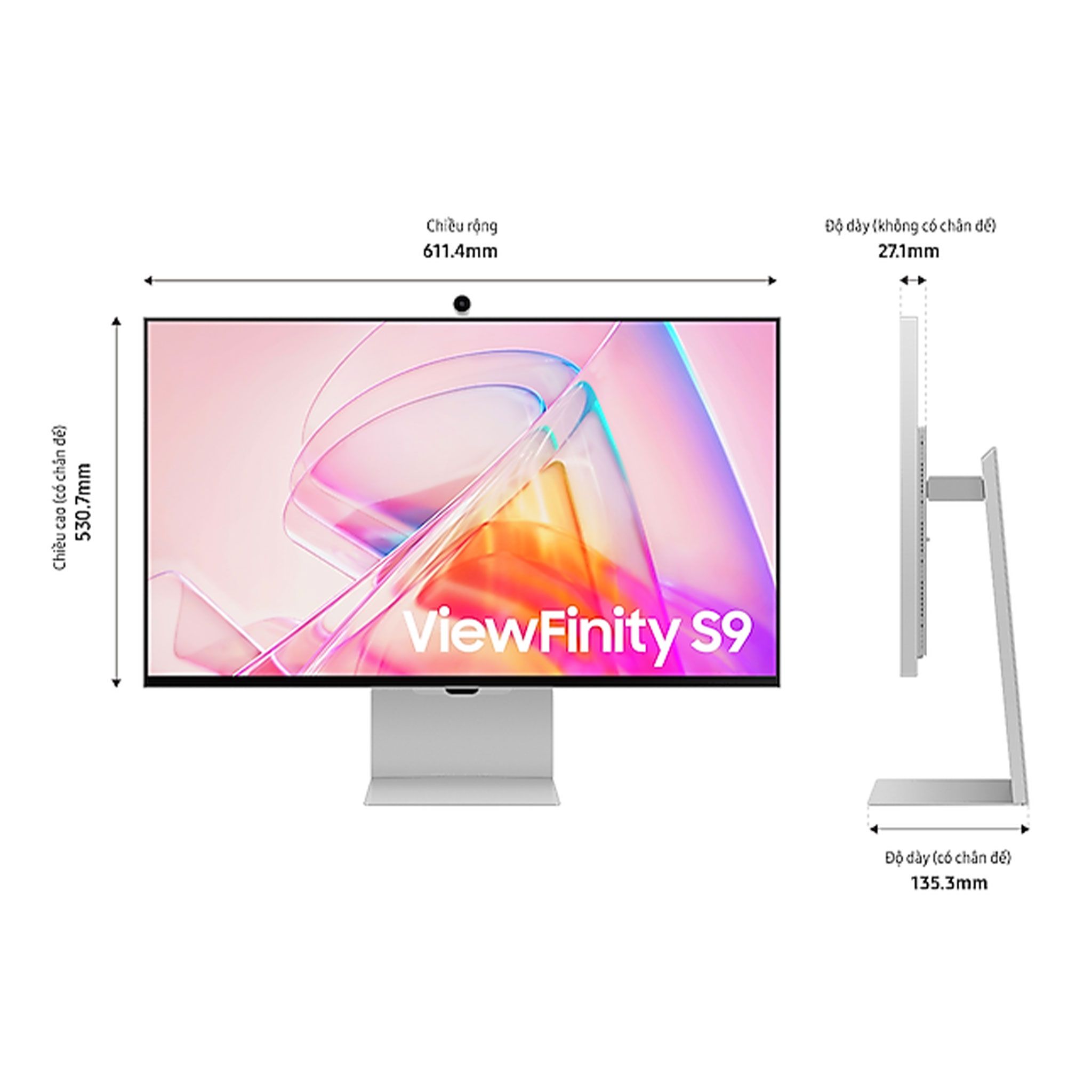 Màn hình Samsung ViewFinity S9 LS27C900PAEXXV | 27 inch, 5K, IPS, 60Hz, Thunderbolt 4, phẳng