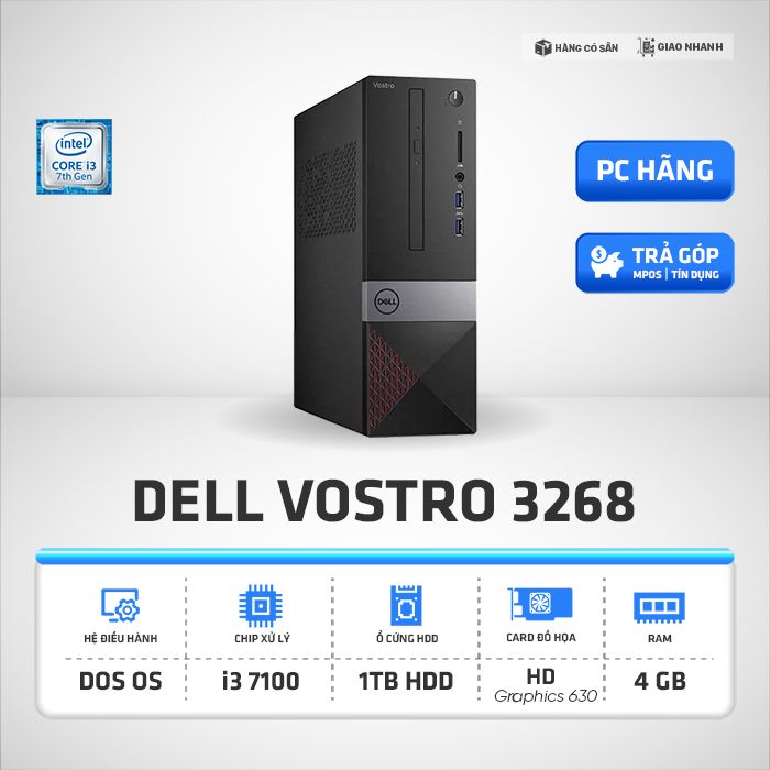 Máy Bộ Dell Vostro 3268 ST131506 i3-7100 | 4GB | 1TB HDD | KB+M | Dos OS (Đen)
