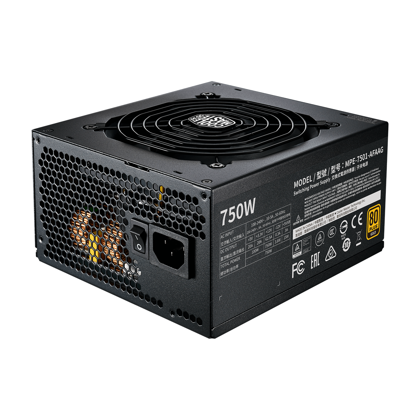 Nguồn máy tính Cooler Master MWE Gold 750 - V2 nhập khẩu | 750W, 80 Plus Gold, Full Modular (MPE-7501-AFAAG)