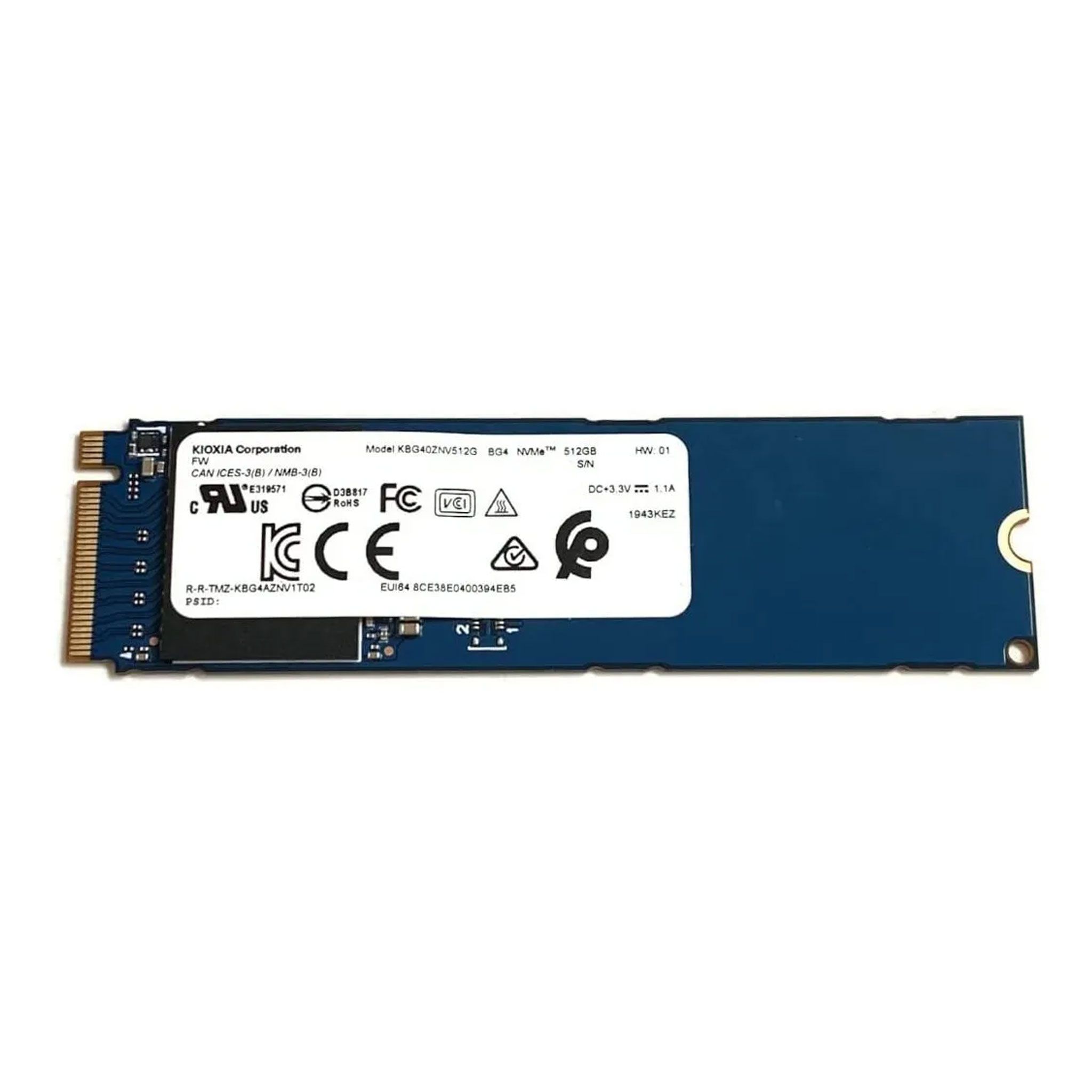 Ổ cứng SSD Kioxia 512GB M.2 NVMe PCIe 3.0 Bulk (KBG40ZNV512G)