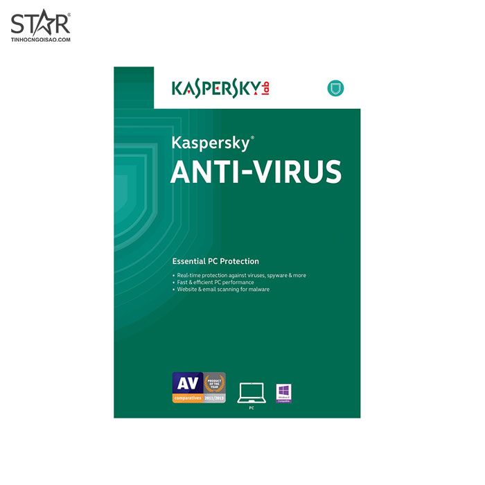 Phần Mềm Diệt Virus Kaspersky Anti-Virus 1PC/12TH Box