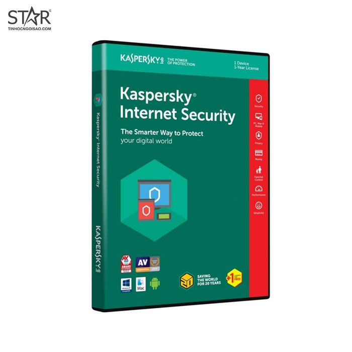 Phần mềm diệt Virus Kaspersky Internet Security chính hãng 1 Máy tính