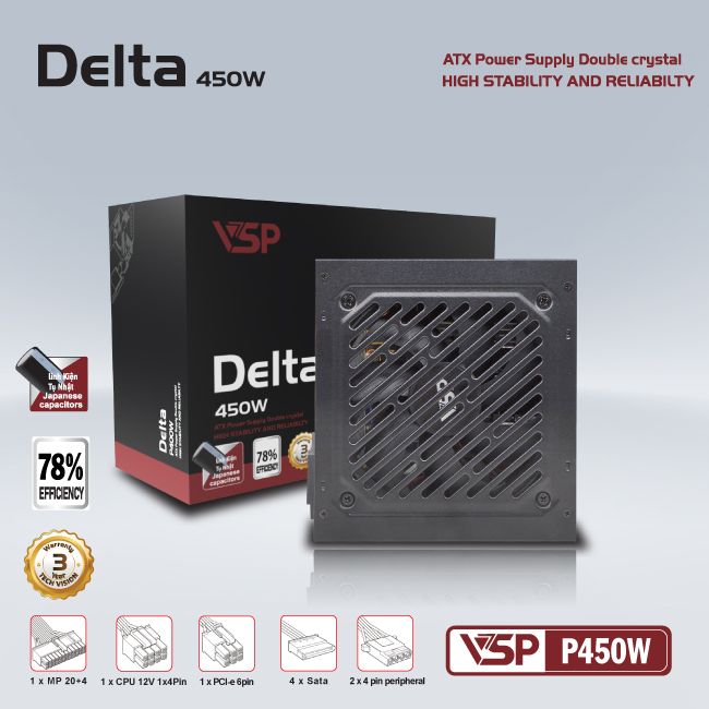 Nguồn VSP Delta P450W | 450W, ATX