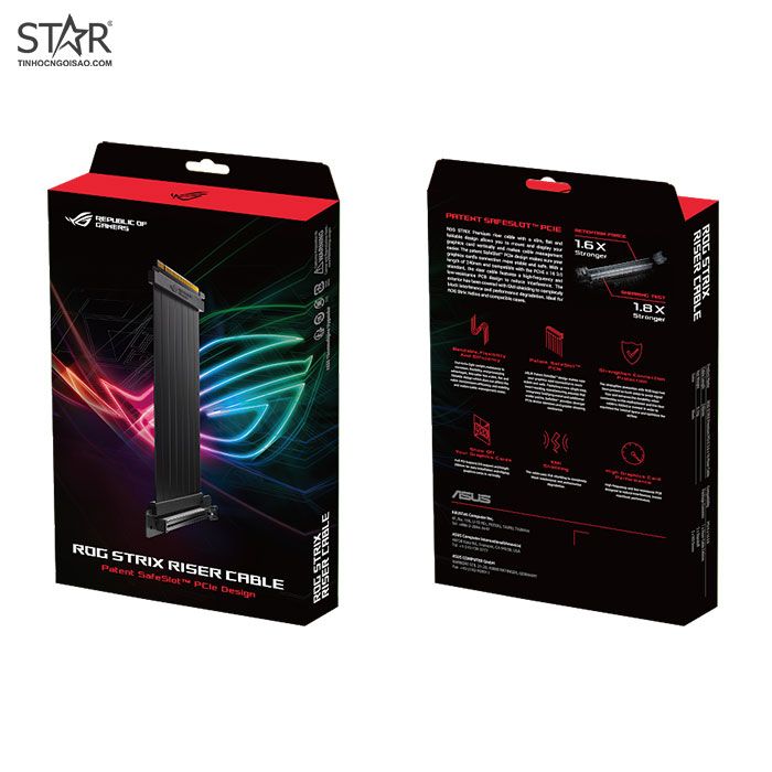 Cáp Riser Asus ROG Strix Cable | 240mm, PCI-E 3.0, hỗ trợ dựng VGA