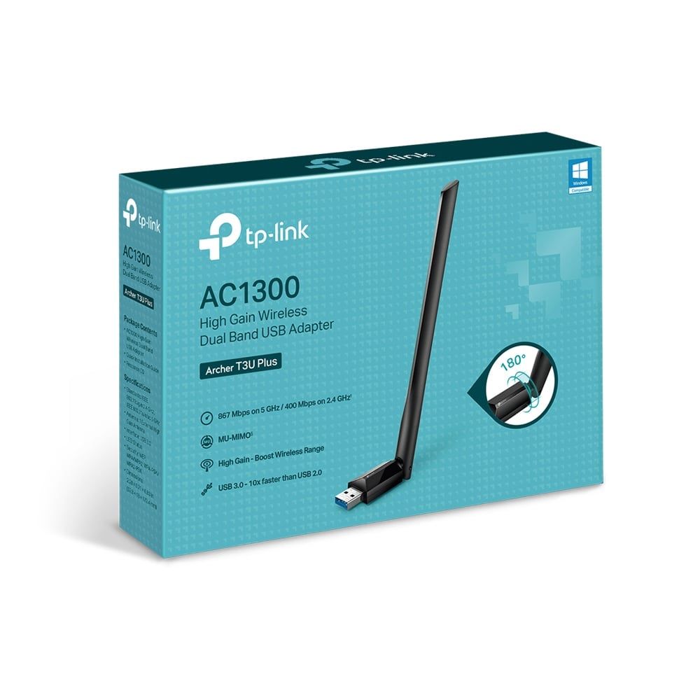 USB Thu wifi TP-Link Archer T3U Plus AC1300 băng tần kép (2.4 GHz & 5 GHz)