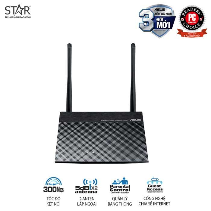 Phát Wifi Asus RT-N12+B1 Wireless N300Mbps – 2 anten Chính Hãng