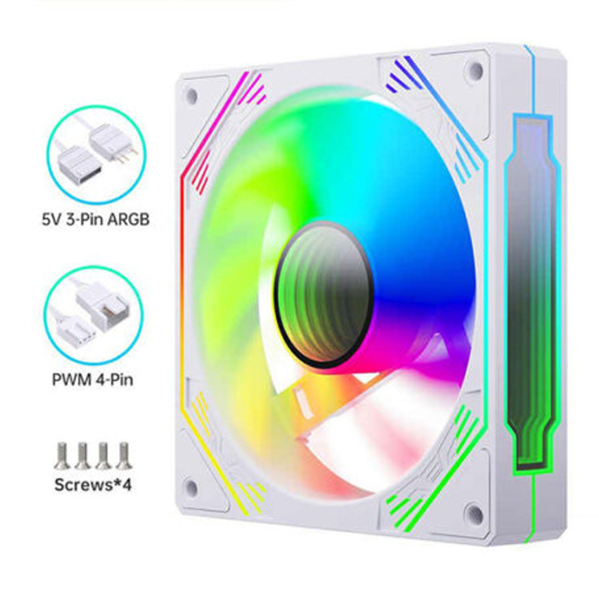 Fan Case Coolmoon F3 Pro ARGB White | Kit 3 fan, Sync Main