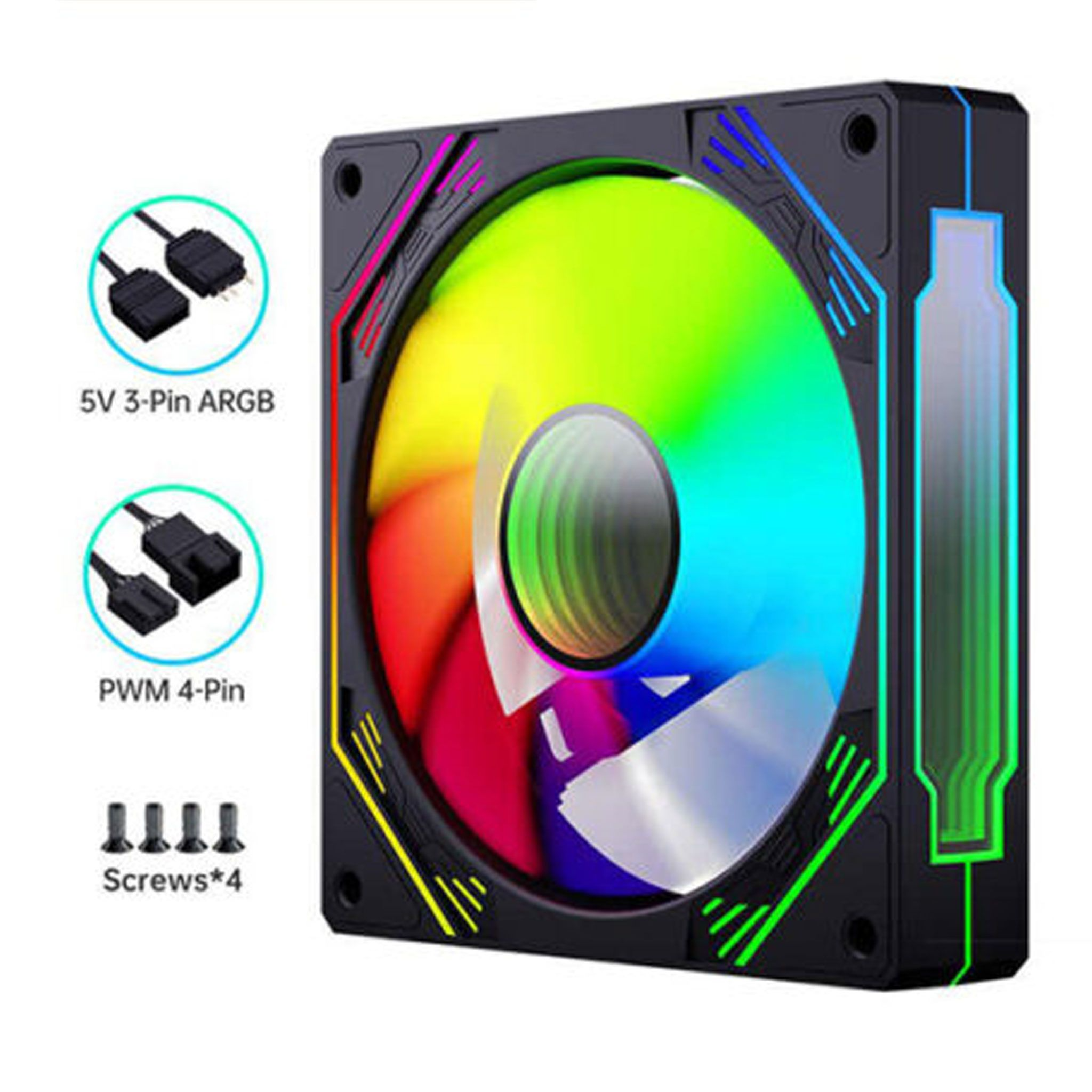 Fan Case Coolmoon F3 Pro ARGB Black | Kit 3 fan, Sync Main