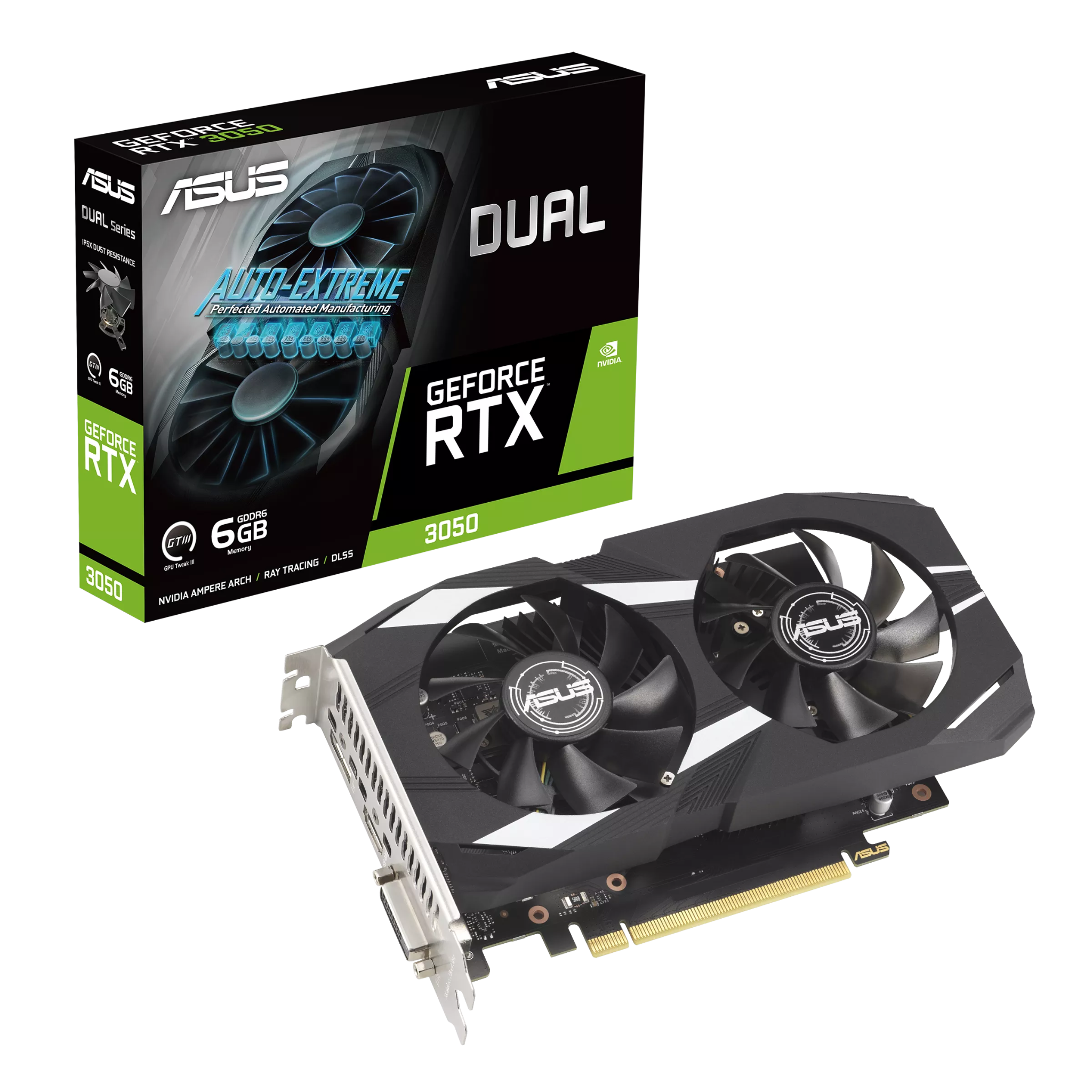 Card màn hình VGA ASUS Dual GeForce RTX 3050 6GB GDDR6 (90YV0K61-M1NA00)