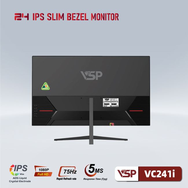 Màn hình VSP VC241i | 23.8 inch, Full HD, IPS, 75Hz, 5ms, phẳng, đen