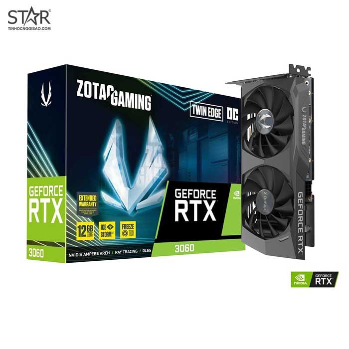 Card màn hình VGA ZOTAC Gaming RTX 3060 Twin Edge 12GB DDR6 Ver 2 (ZT-A30600E-10M)