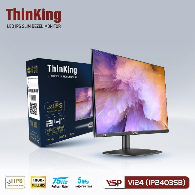 Màn Hình 24 inch VSP IP2403SB | FHD, IPS, 75Hz, 5ms, Phẳng