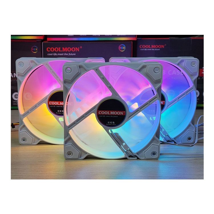 Fan Case CoolMoon K8 Led RGB Trắng (RGB Fixed, Không Cần Hub)