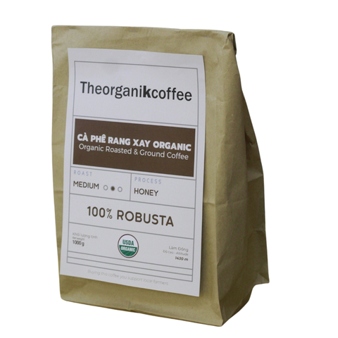 Cà phê 100% Robusta rang xay hữu cơ - 1kg