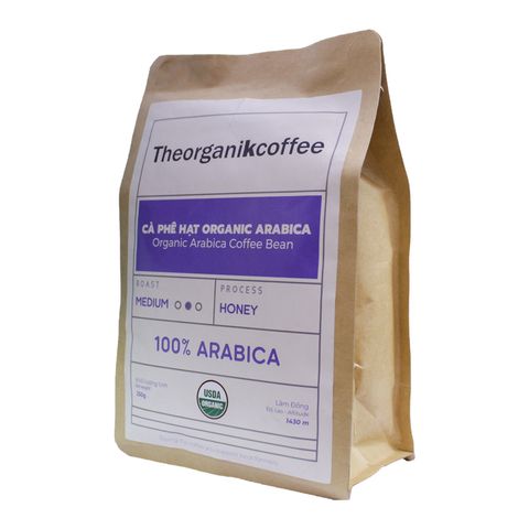 Cà phê 100% Arabica nguyên hạt rang hữu cơ - 250g