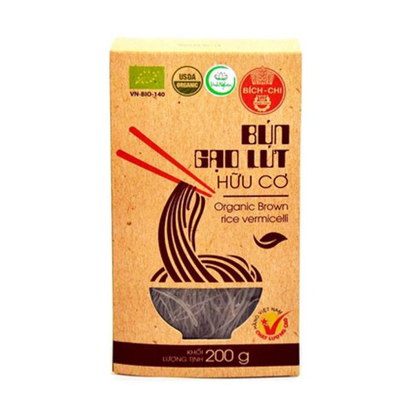 Bún gạo lứt hữu cơ Bích Chi hộp 200g