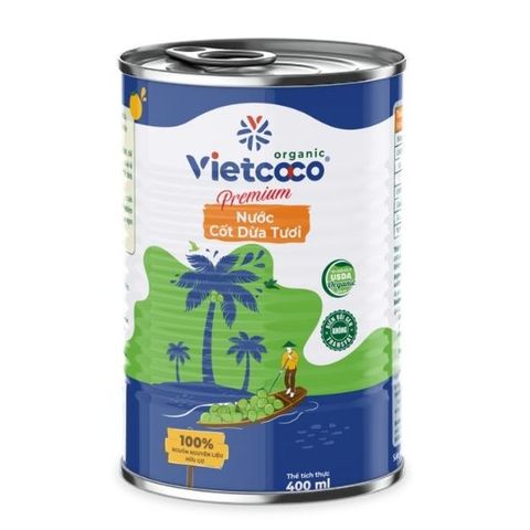 Nước cốt dừa organic đóng lon vietcoco 400ml