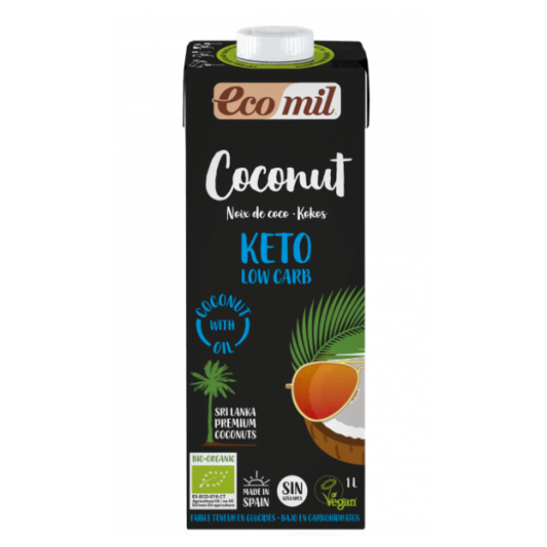 Nước uống từ dừa keto không đường hữu cơ Ecomil 1l