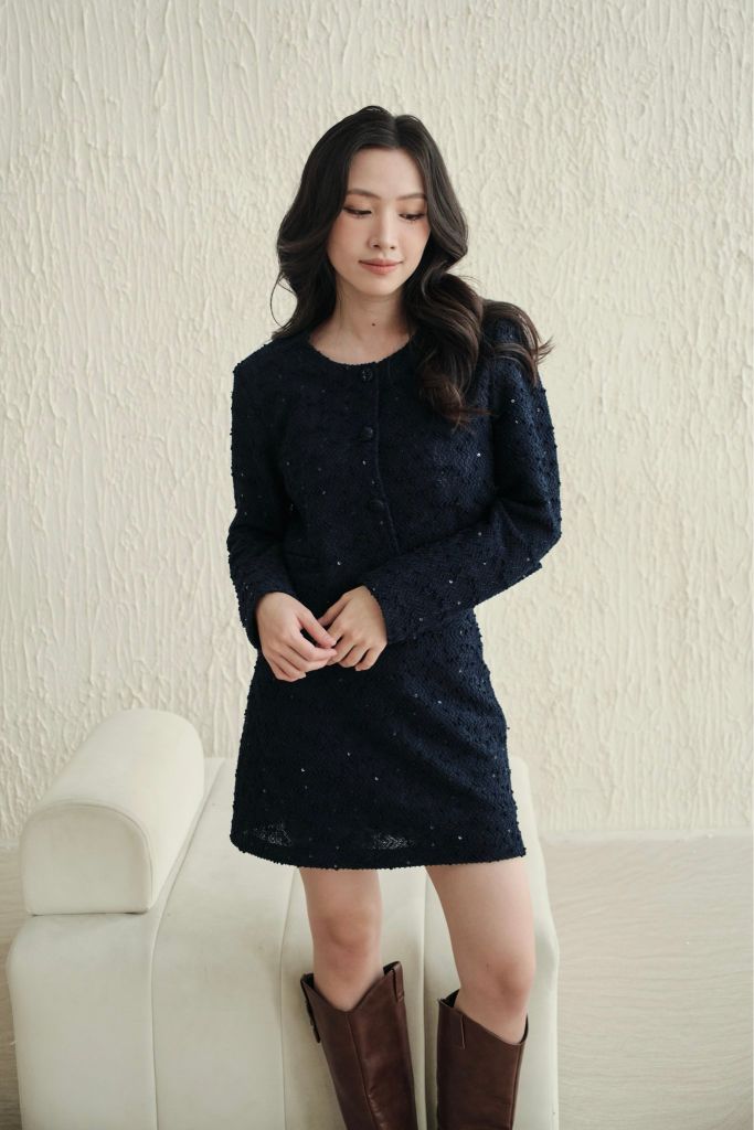 Lanna Tweed Jacket - Navy
