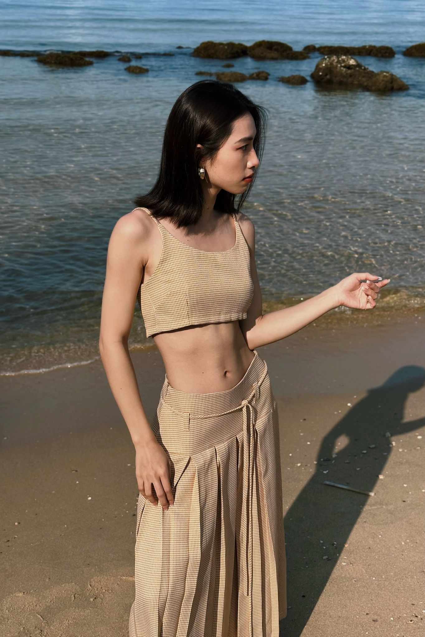 Plaid Sandy Skirt - Vàng