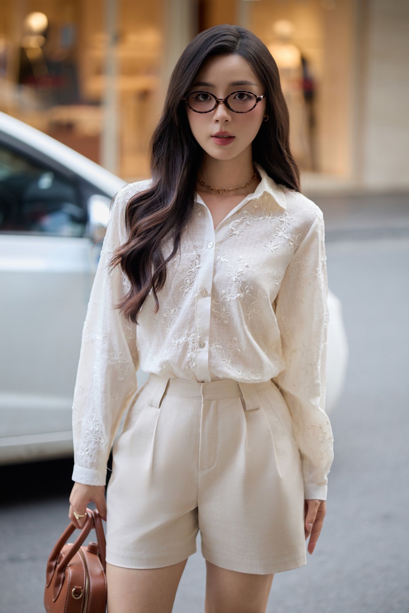 Beige Floral Shirt