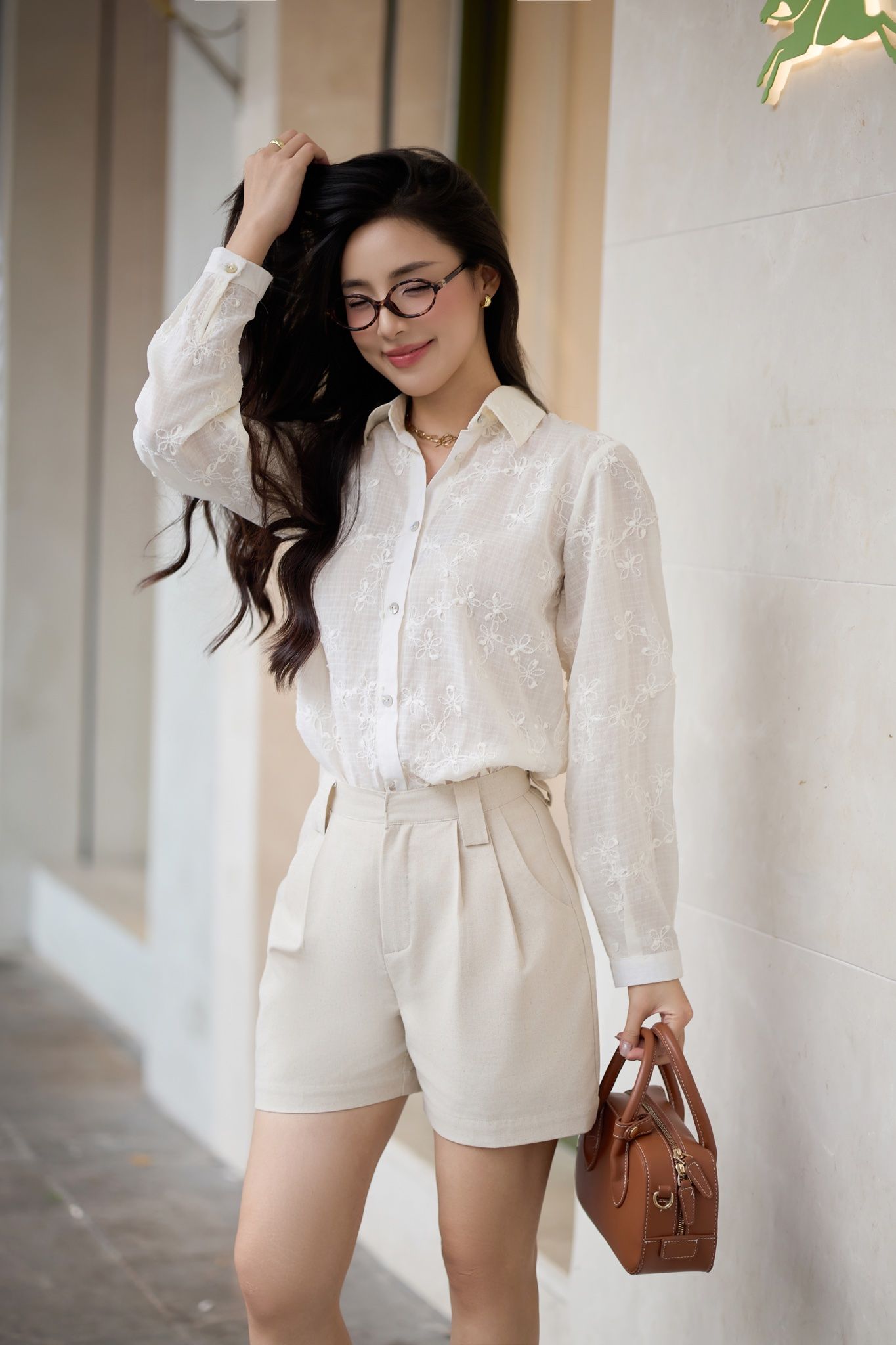 Beige Floral Shirt