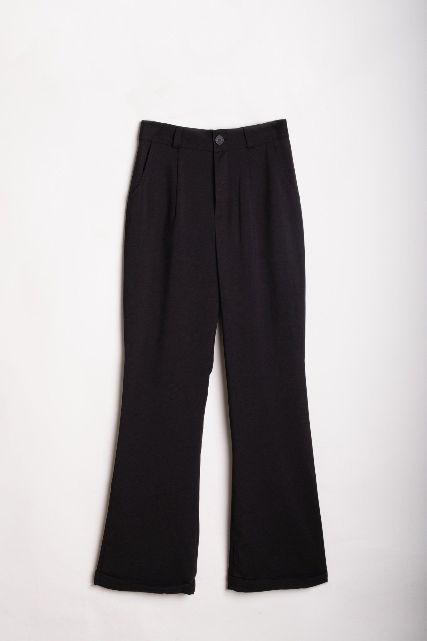Cuff Flared Pants - Black