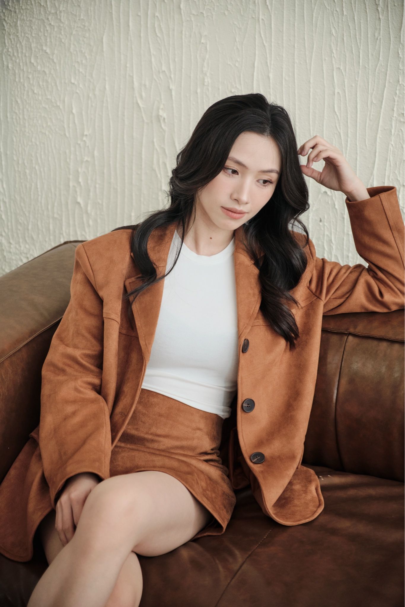 Suede Mini Skirt - Camel