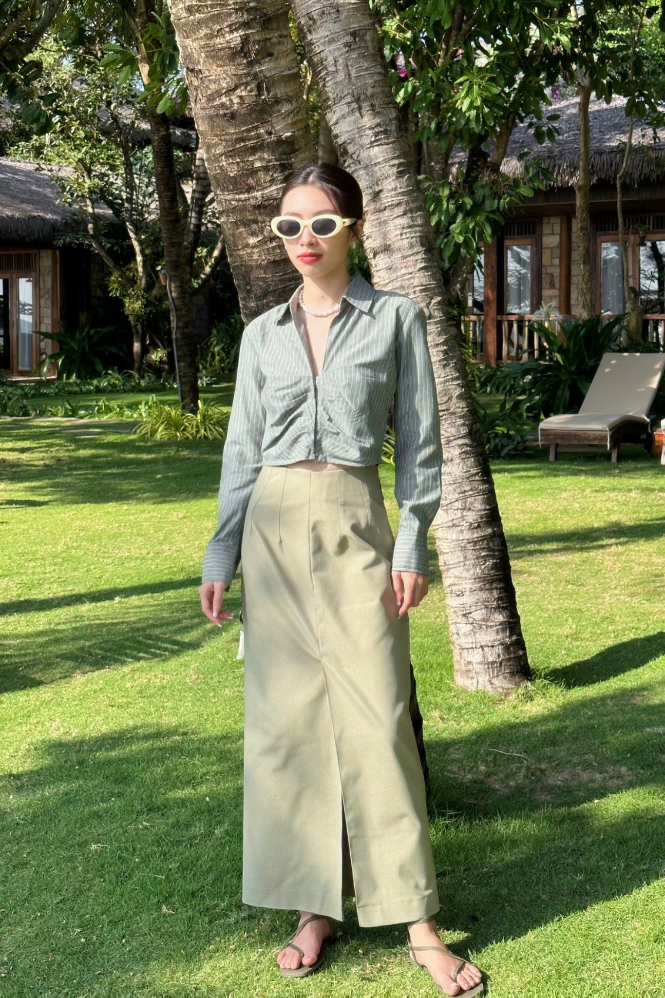 Khaki Midi Skirt - Olive