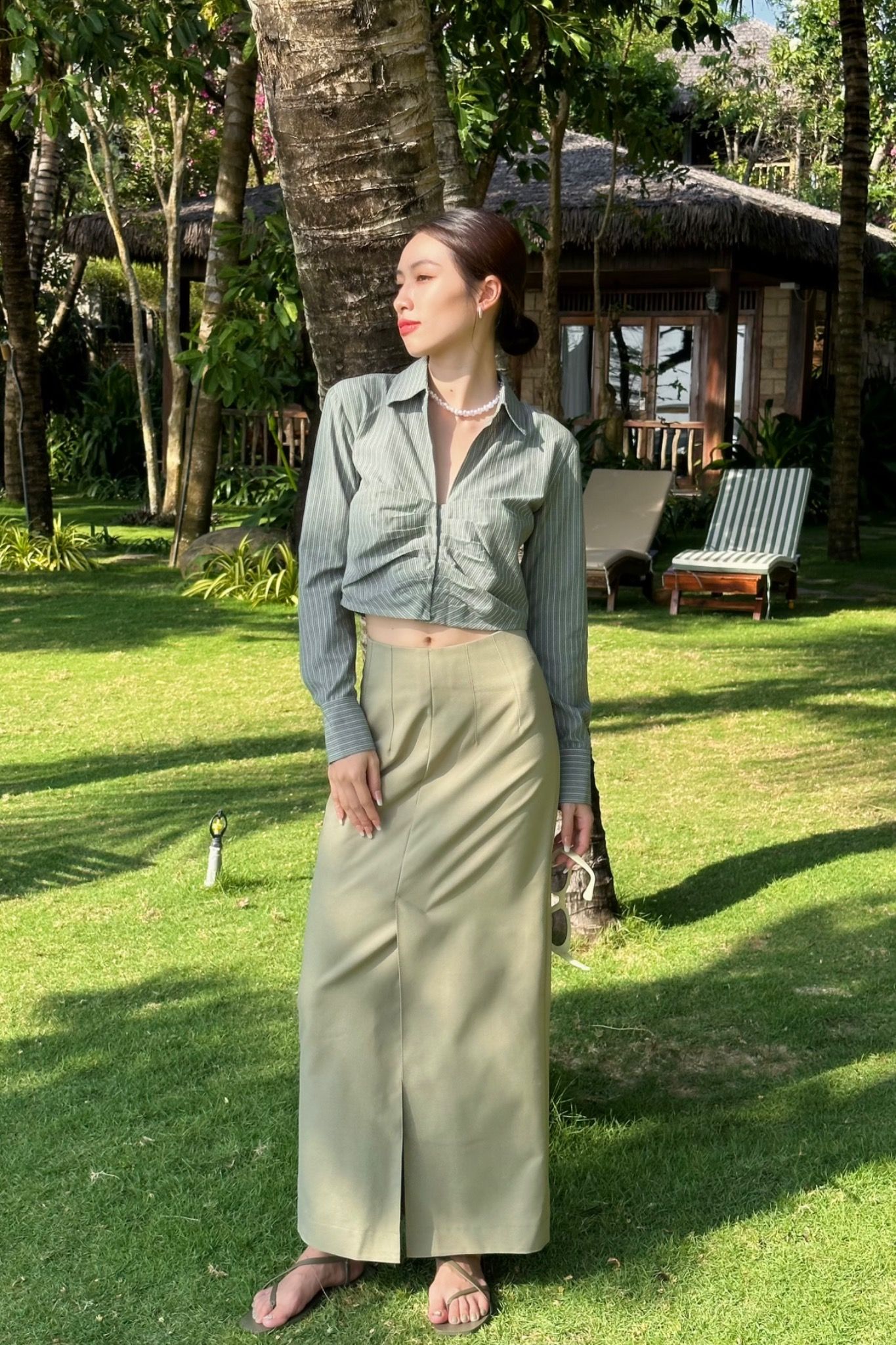 Khaki Midi Skirt - Olive