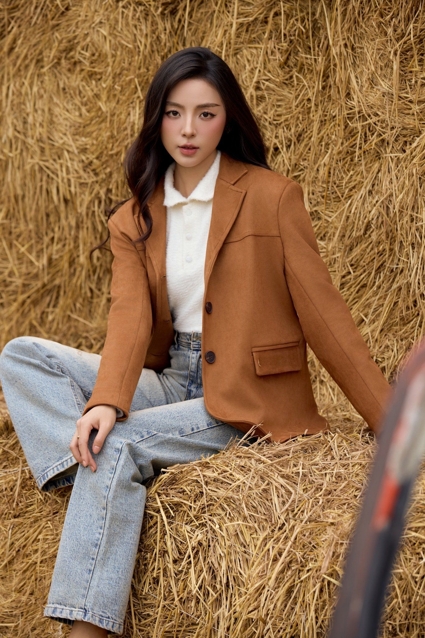Vegan Suede Blazer - Camel