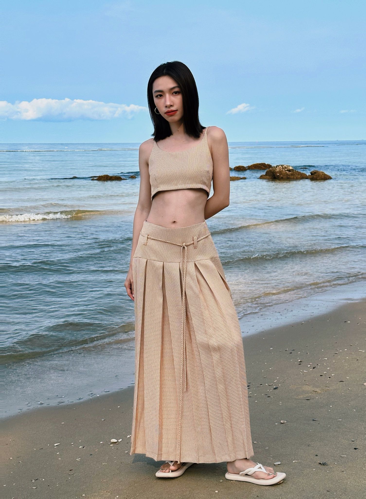 Plaid Sandy Skirt - Vàng