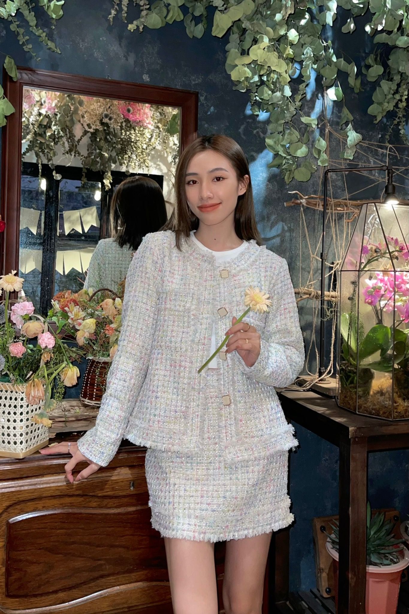 Plaid Twinkle Skirt - Trắng