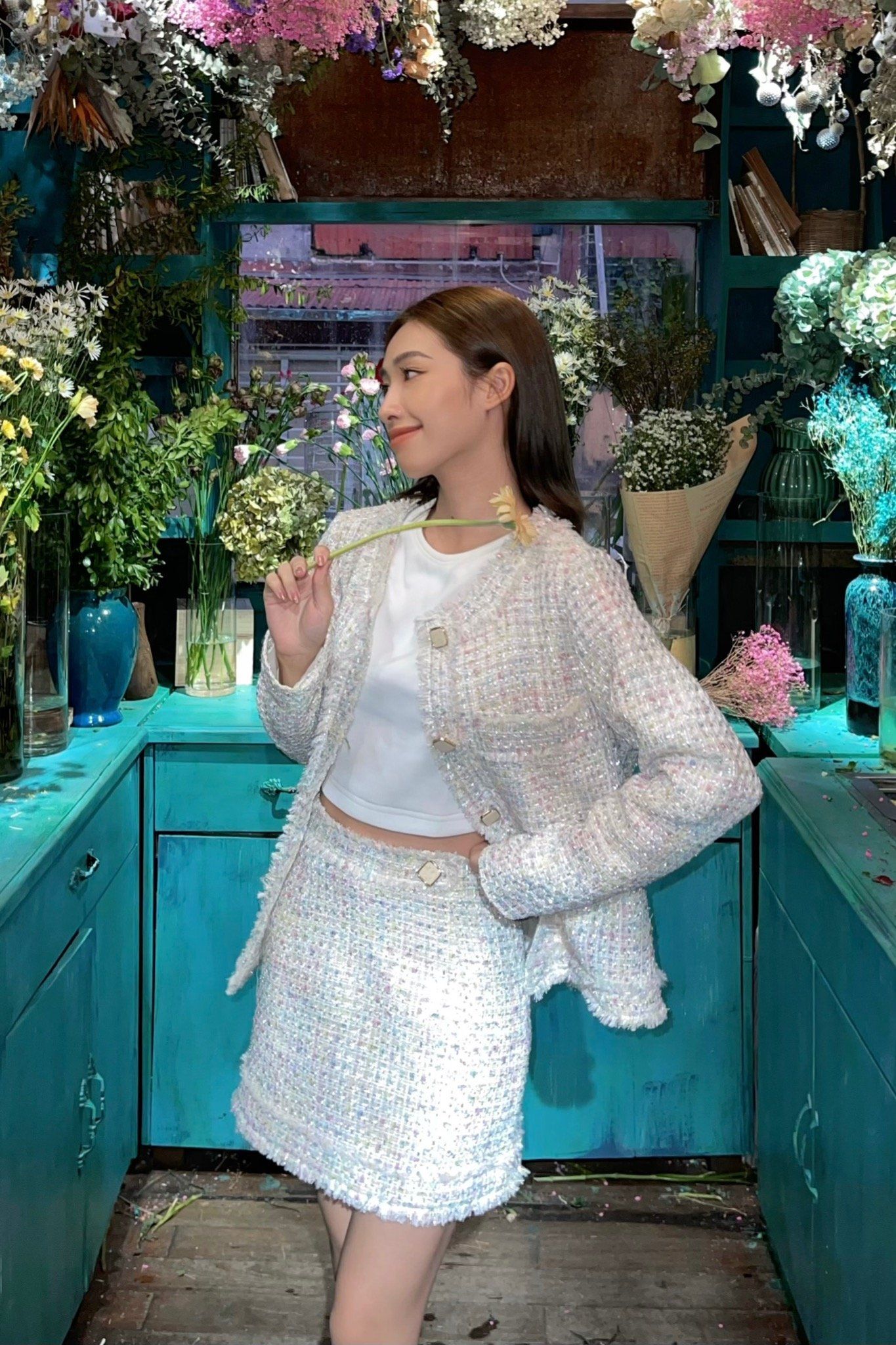 Plaid Twinkle Skirt - Trắng