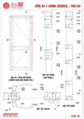 HỆ THC XF 55 CỬA ĐI MỞ