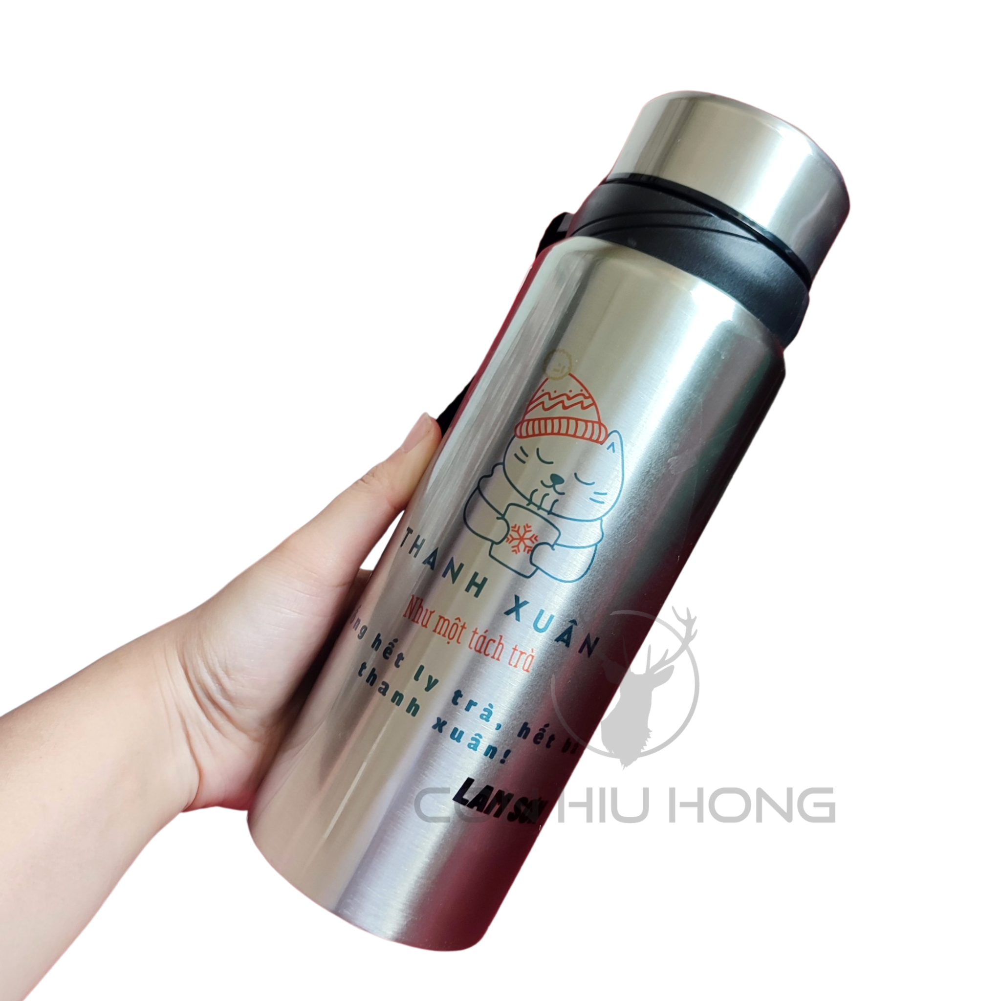  Bình giữ nhiệt có quai 800ml kim loại 