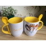 ly/cốc sứ màu có muỗng đi kèm / in theo yêu cầu