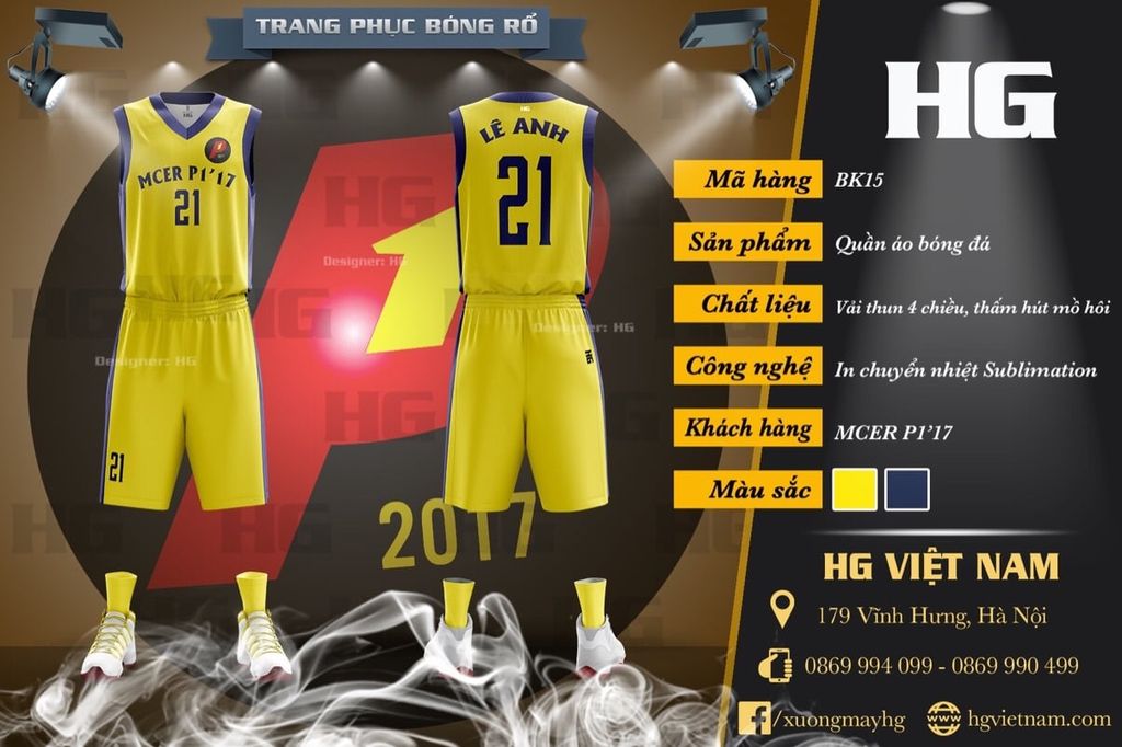 Bộ bóng rổ thiết kế màu vàng BK15
