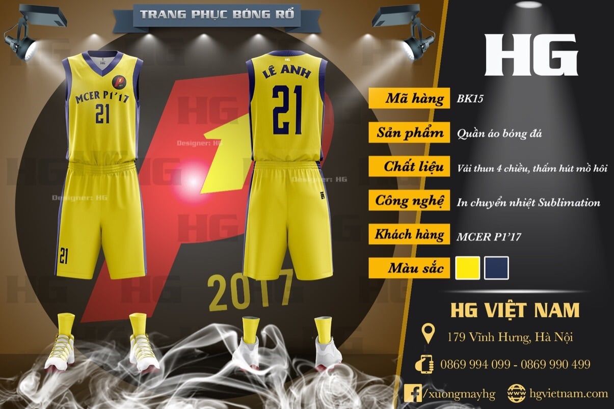 Bộ bóng rổ thiết kế màu vàng BK15