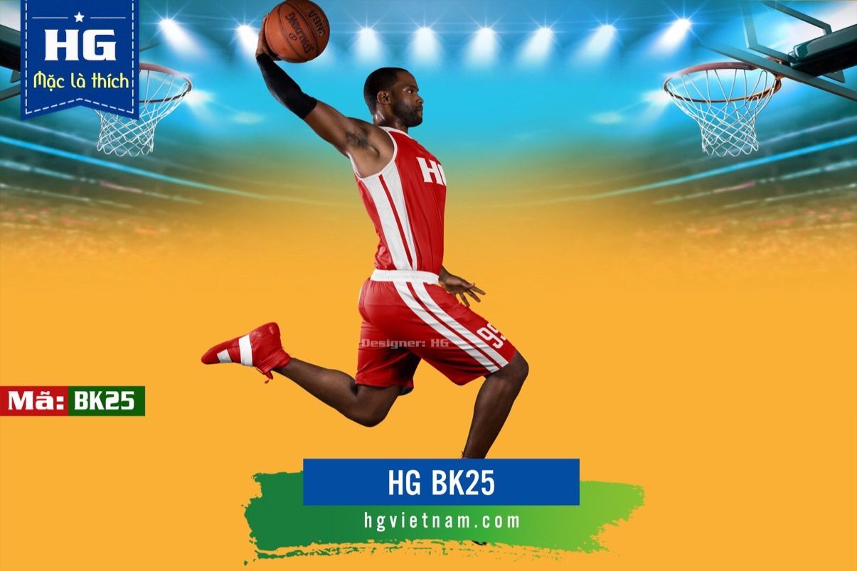Bộ bóng rổ thiết kế màu đỏ BK25