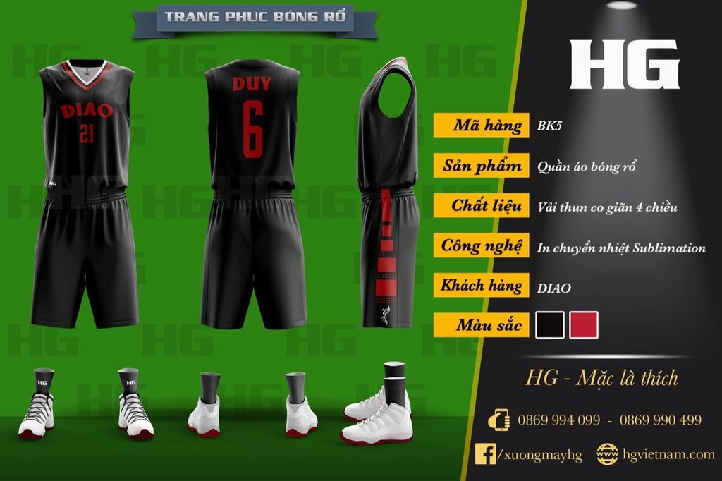 Bộ bóng rổ thiết kế màu đen BK5