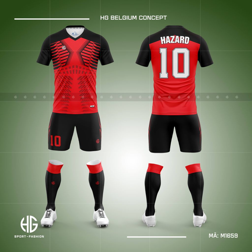 Áo bóng đá đội tuyển Bỉ Belgium Concept M1659. HG