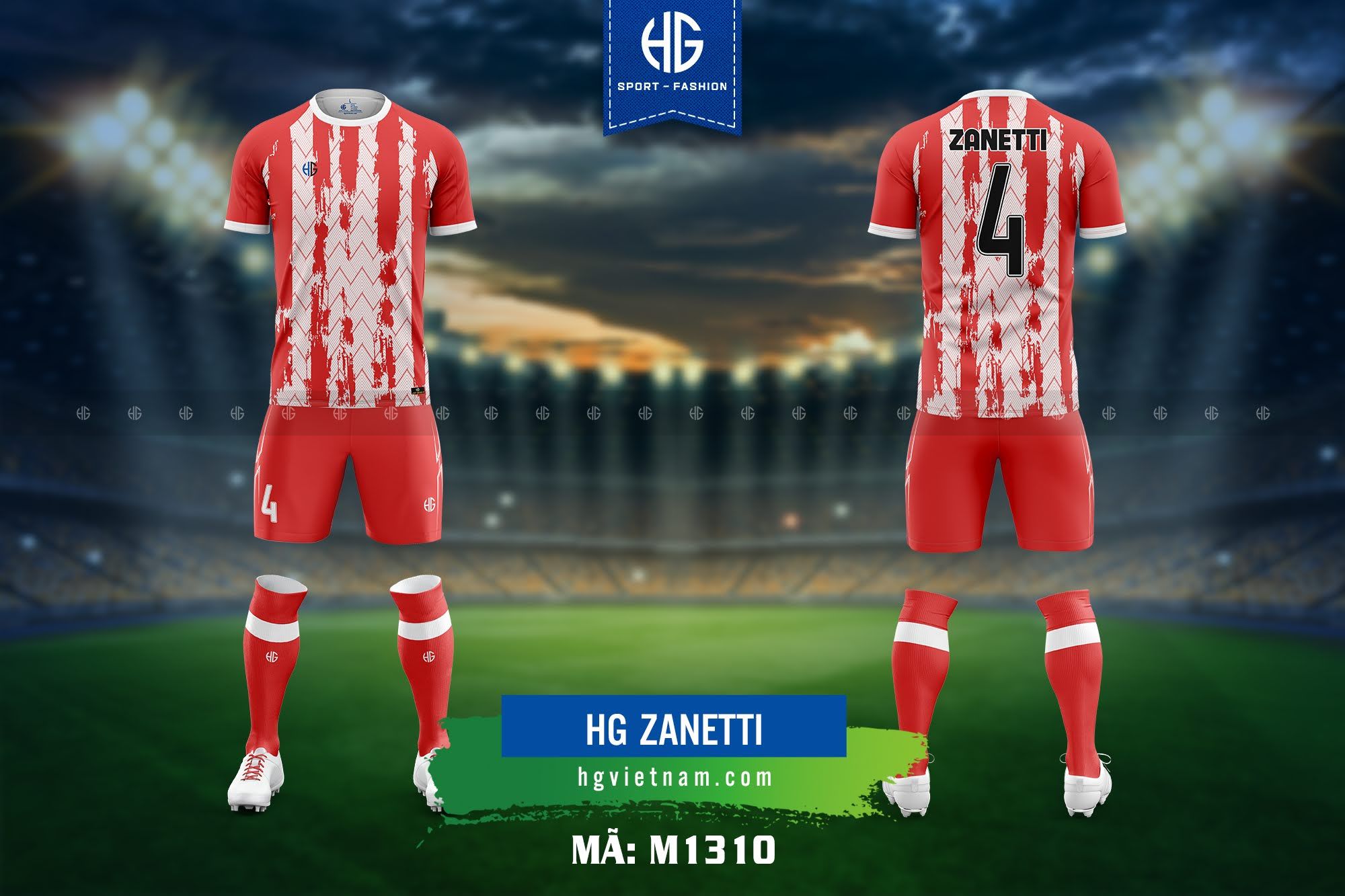 Áo bóng đá thiết kế M1310. HG Zanetti