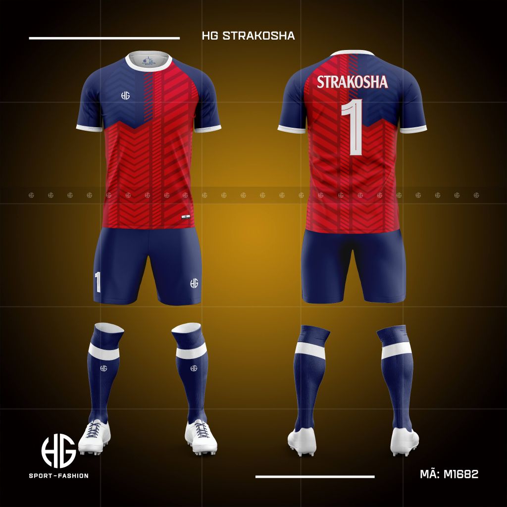 Áo bóng đá thiết kế M1682. HG Strakosha