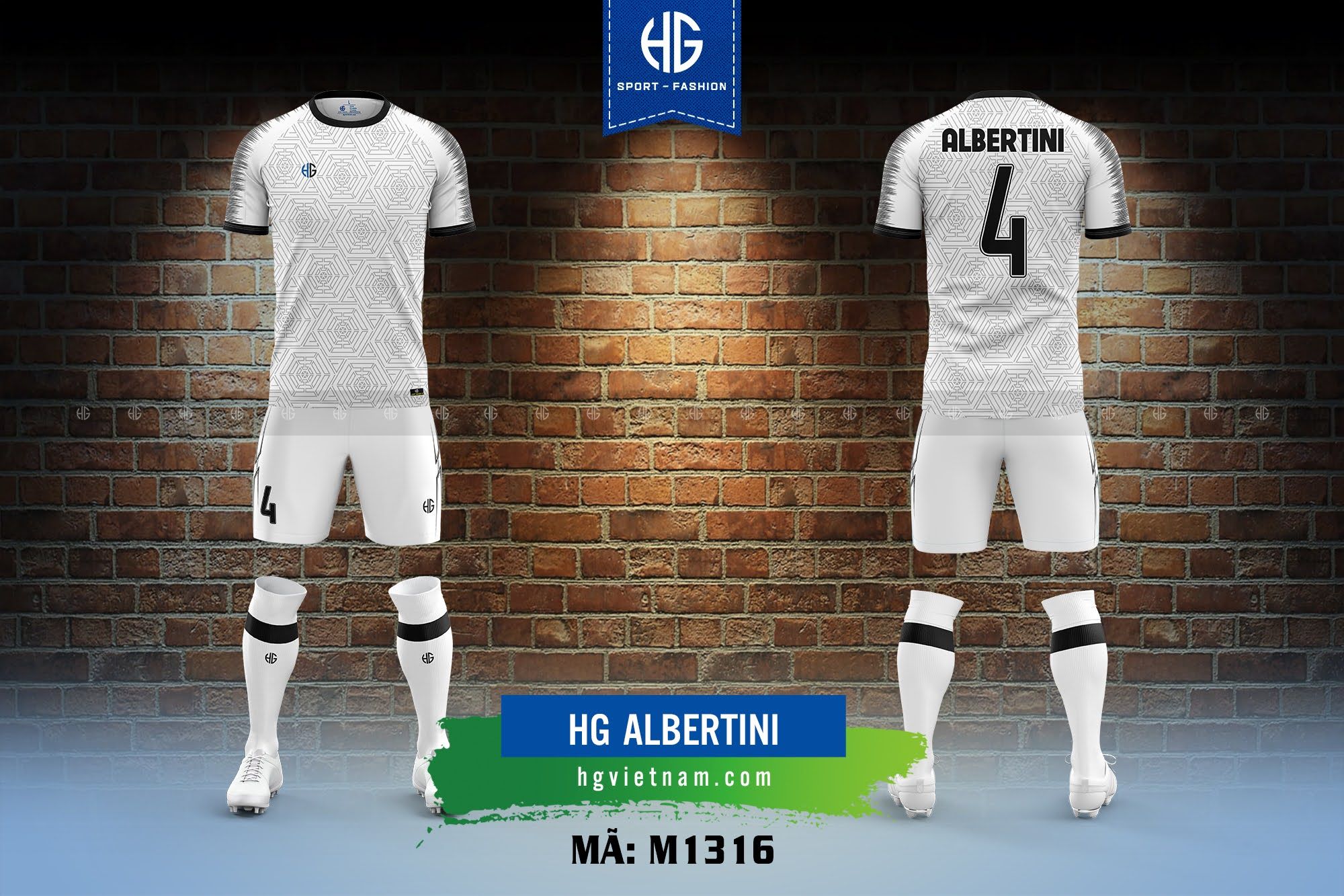 Áo bóng đá thiết kế M1316. HG Albertini