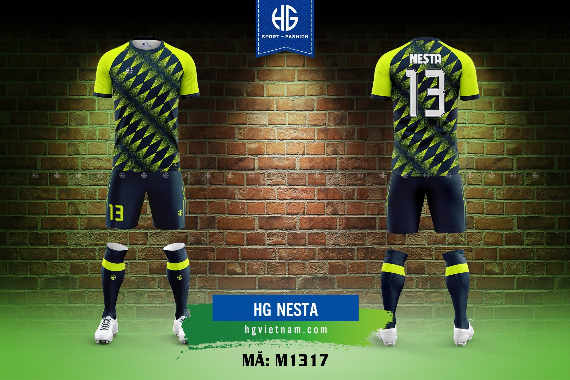 Áo bóng đá thiết kế M1317. HG Nesta