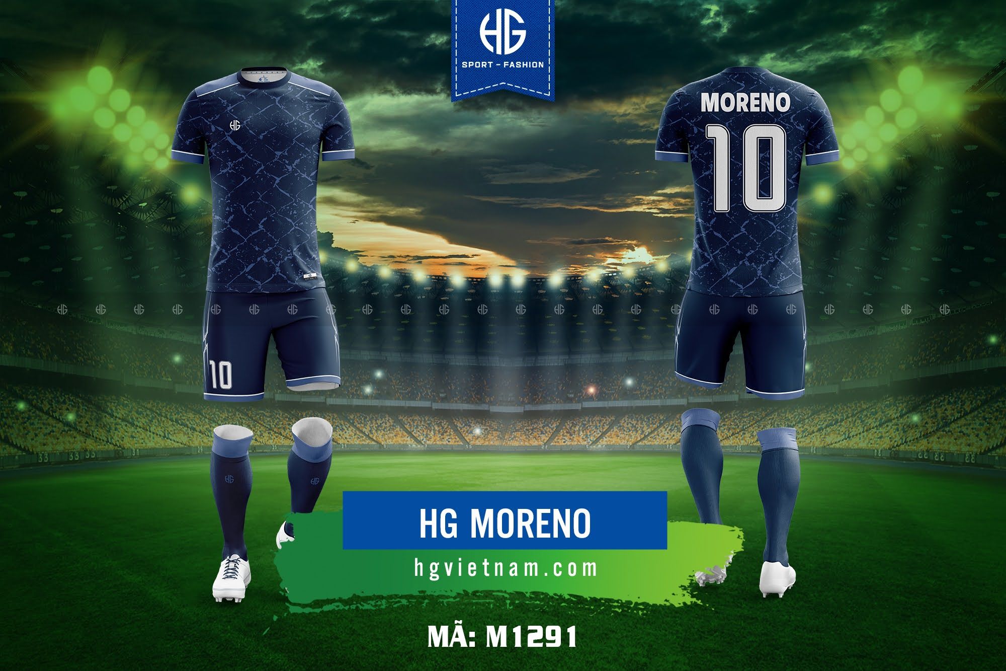  Áo bóng đá thiết kế M1291. HG Moreno 