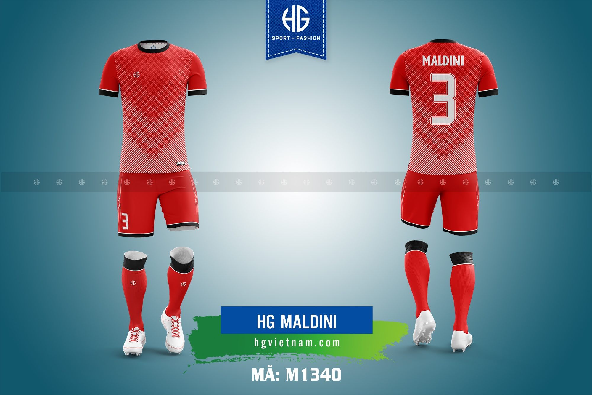 Áo bóng đá thiết kế M1340. HG Maldini
